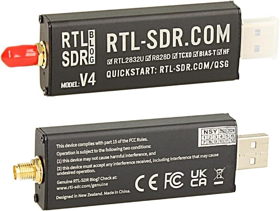 RTL-SDR Blog V4 + Moonraker GSCAN II Scanner Antenne Bundle 25-2000 MHz, 60 cm, Magnetfuss – Komplet
