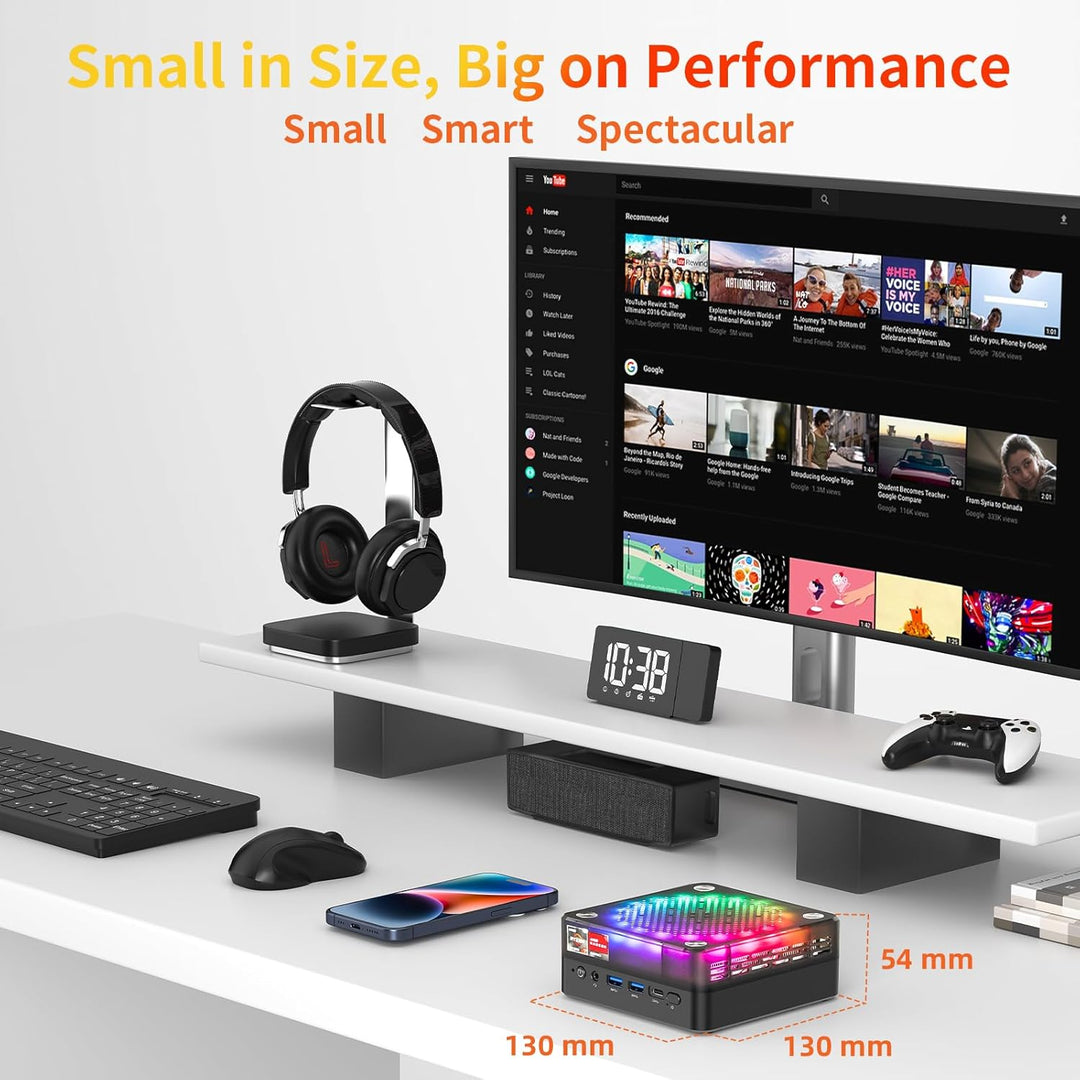 AWOW Gaming Mini PC AMD Ryzen 7 7840HS (8C/16T, bis zu 5,1 GHz), 4K Triple Display, BT5.2, WiFi6, 2.
