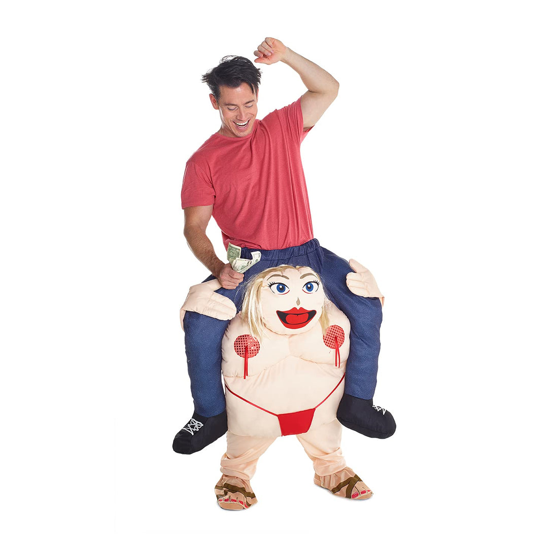 Morph Neu Huckepack Tragen Witzig Kostüm Unisex - Fetter Stripper "Mit selbst füllen Beine" Stangent