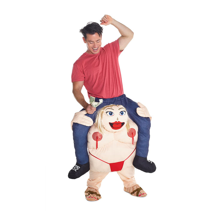 Morph Neu Huckepack Tragen Witzig Kostüm Unisex - Fetter Stripper "Mit selbst füllen Beine" Stangent