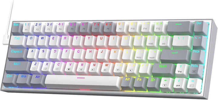 Redragon K631 Gery 65% Kabelgebundene RGB-Gaming-Tastatur, 68 Tasten, Hot-swap-fähige Kompakte Mecha