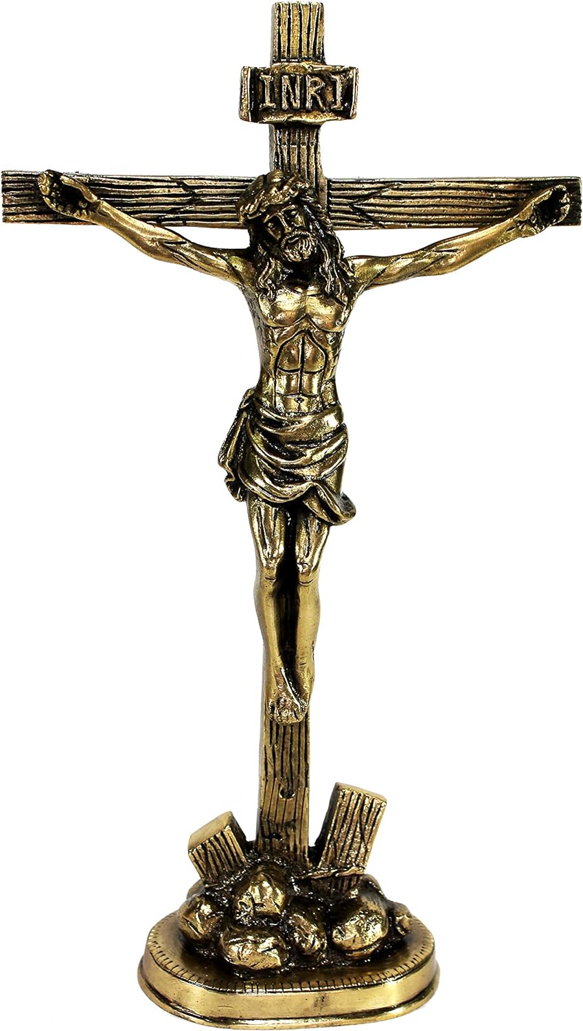 eSplanade Jesus-Kreuz, Messing, antikes Finish, 30,5 cm 12" Jesus Cross, 12" Jesus Cross
