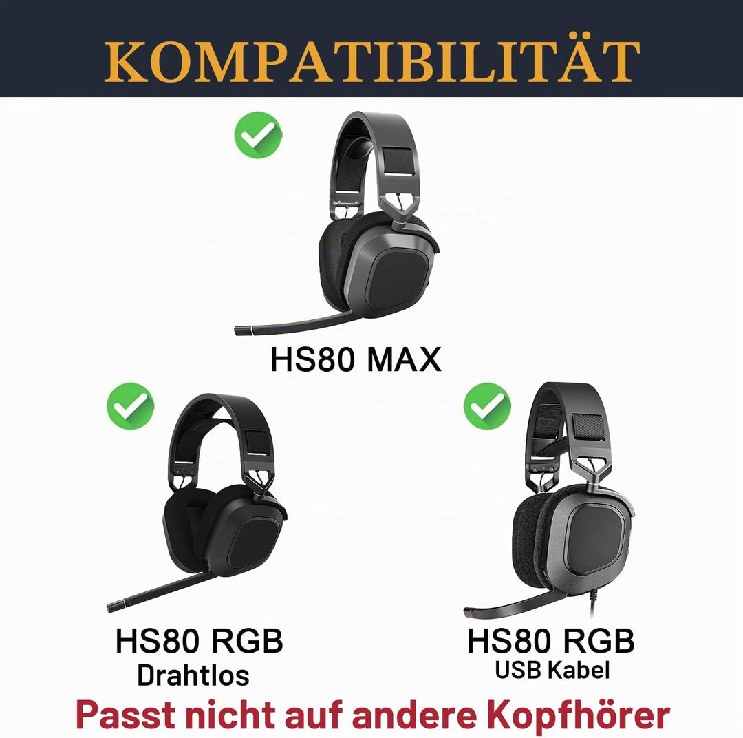 SOULWIT Kühlgel Ersatz Ohrpolster für Corsair HS80 MAX/ HS80 RGB USB Wired/HS 80 RGB Wireless Gaming