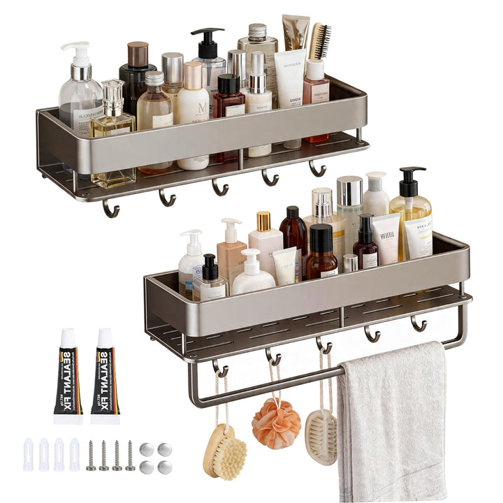 Dadregal Ohne Bohren 2 Stück, Duschablage Ohne Bohren, Shampoo Halterung für Dusche, Rostfreie Badez