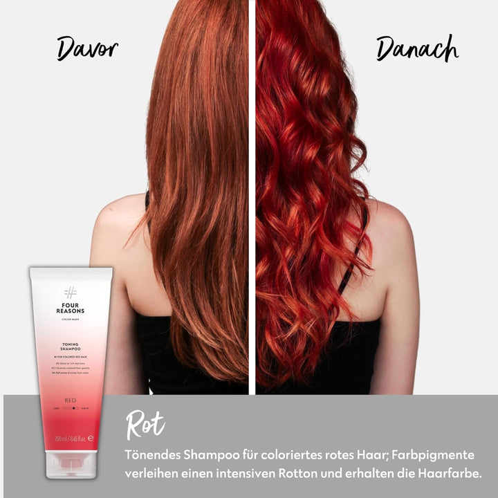 FOUR REASONS Farbmasken-Shampoo – Sulfatfreies, tonisierendes rotes Shampoo für rotes Haar – Farbabl