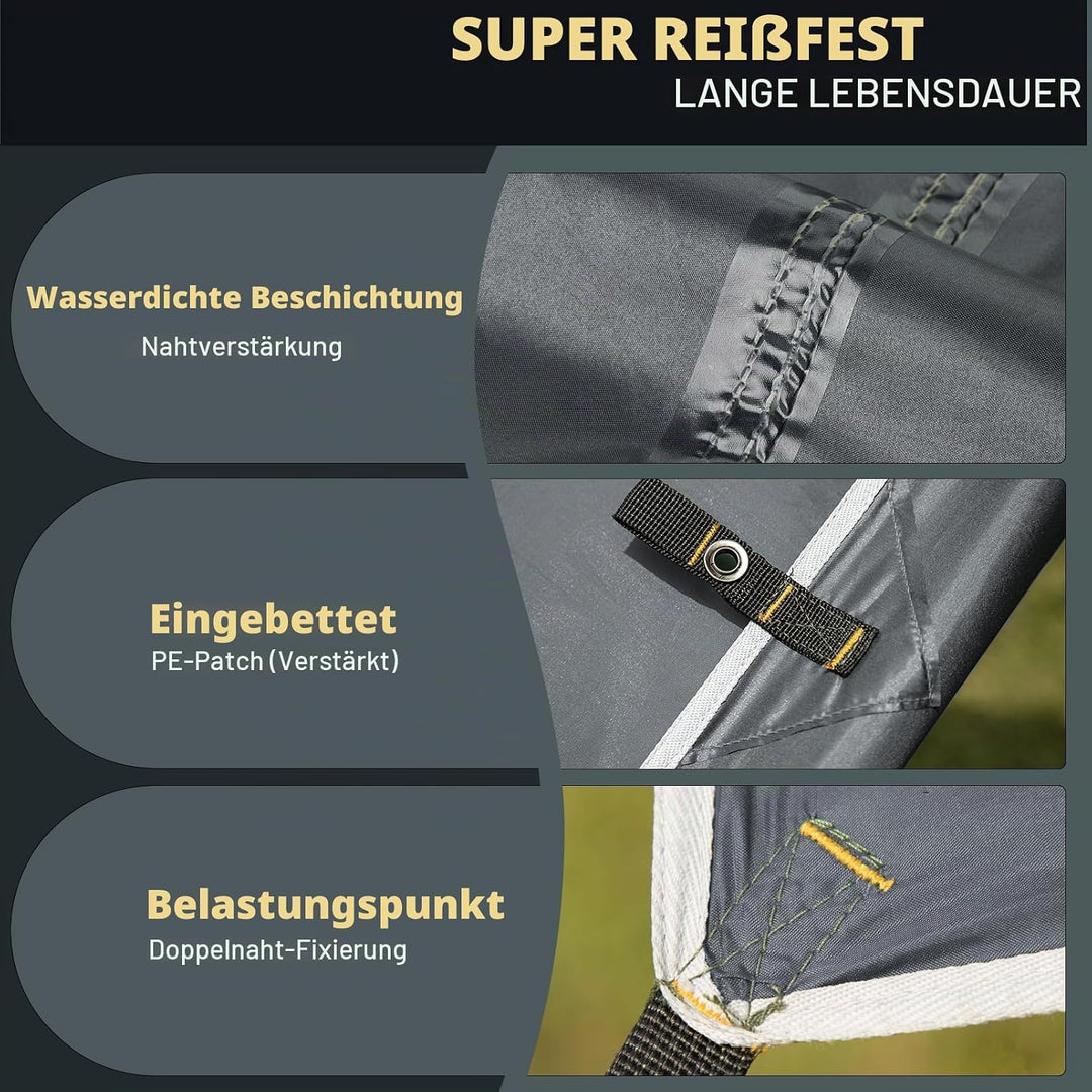 Tarp 3x4M Wasserdicht, Ultraleicht Camping Zeltplane, mit 15 Öse+6 Aluminiumstifte+8 Nylonseile, Ant