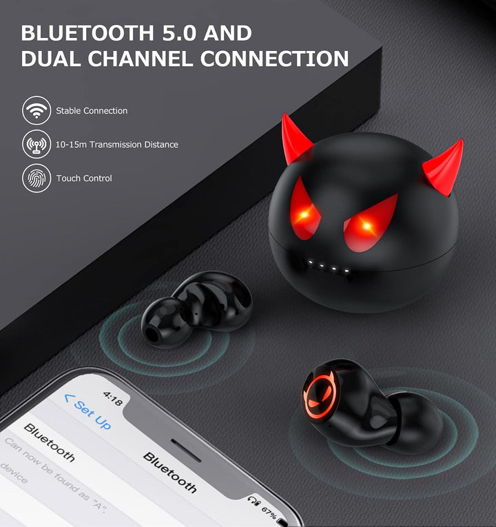 Kabellose Bluetooth-Kopfhörer, IPX5 wasserdichte kabellose Ohrhörer Touch Eingebautes Mikrofon Noise