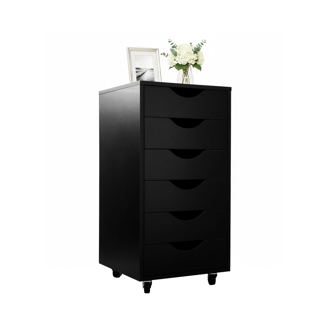 Relaxdays Rollcontainer, 6 Schubladen, HxBxT: 78 x 40 x 40 cm, Aktenschrank auf Rollen, Bürocontaine