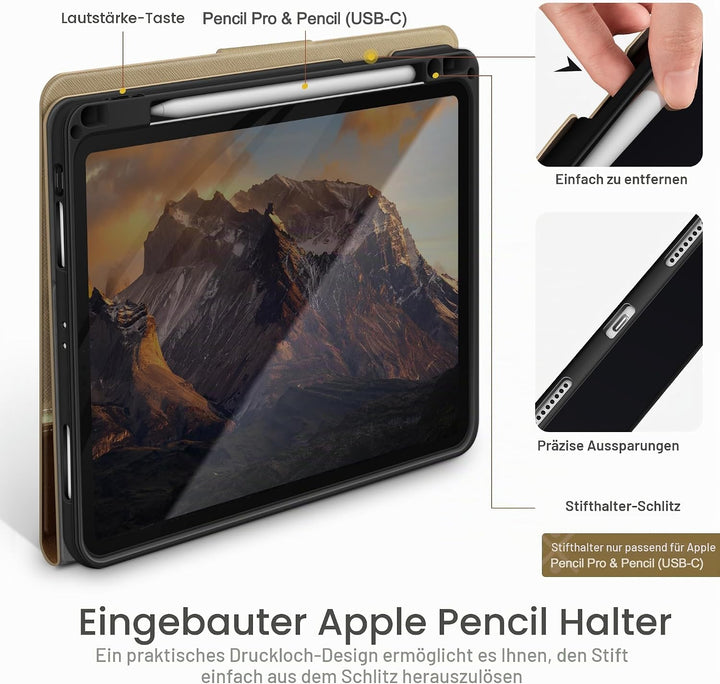 KingBlanc Hülle für iPad Pro 11 Zoll 4. Generation 2022 3./2./1. Gen (2021/2020/2018) mit Stifthalte