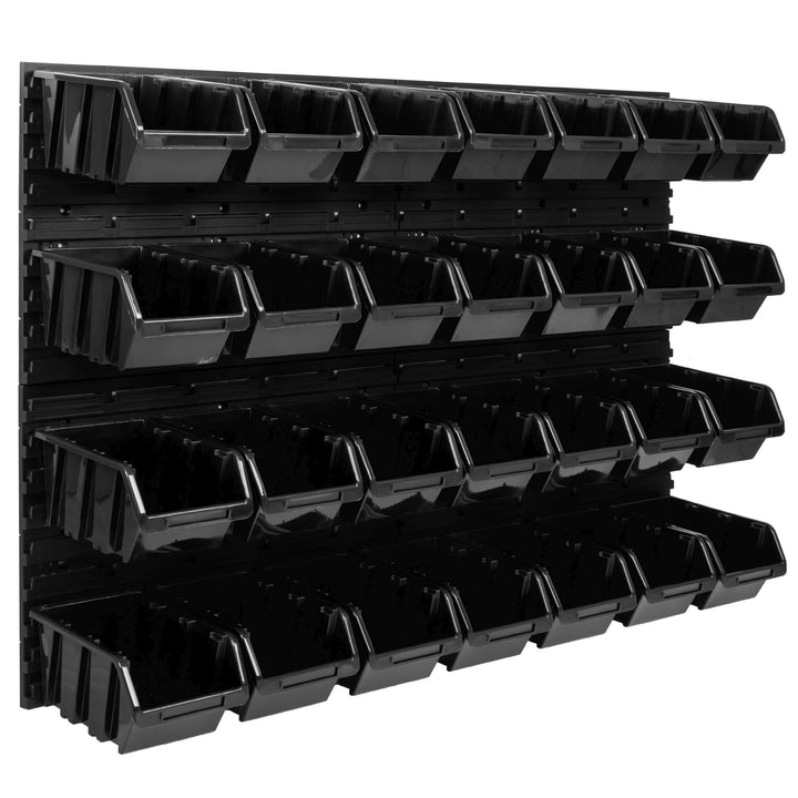 SimpleThing Lagersystem Werkstattregal | 115 x 78 cm | 28 stck. Box | Wandregal mit Stapelboxen - Wa