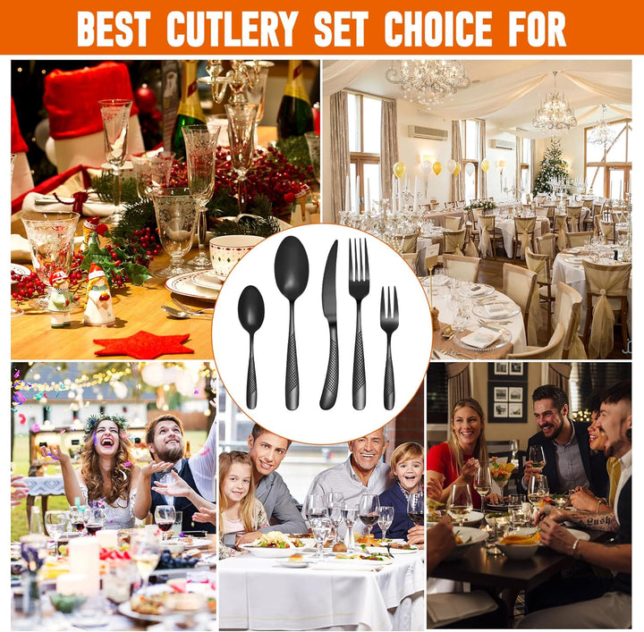 Besteck Set für 4 Personen,20 teilig Edelstahl Besteckset Schwarz Matt/Essbesteck Set mit Messer Gab