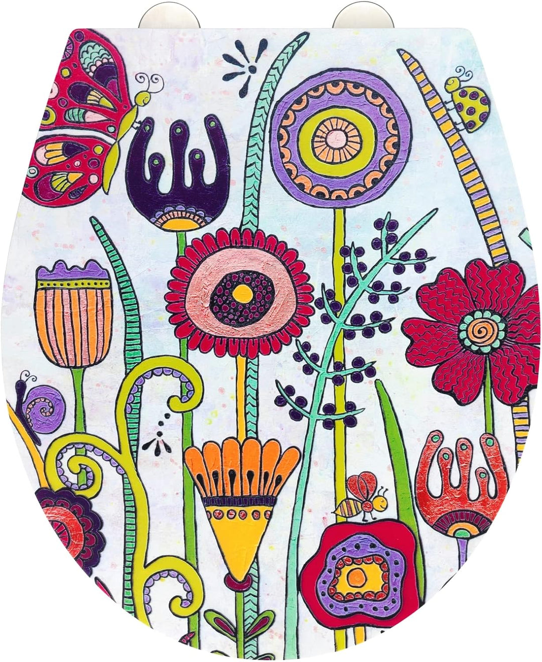 WENKO WC-Sitz Full Bloom, bunter Rollin'Art Toilettensitz, Relief Oberfläche, hygienische Schnellbef