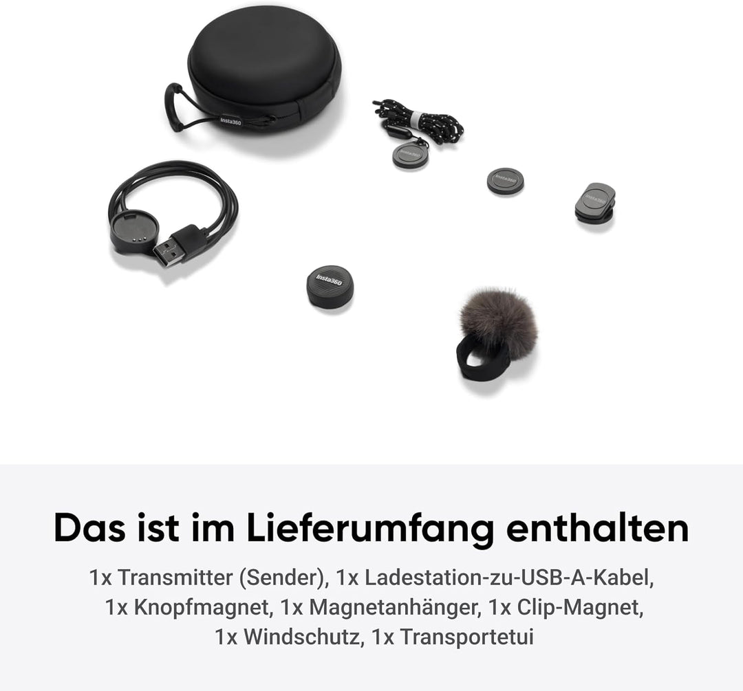 Insta360 Mic Air Transmitter, ultraleichte 7,9 g, Drahtloses Mikrofon X5/X4/X4 Air/Ace Pro 2/GO Ultr