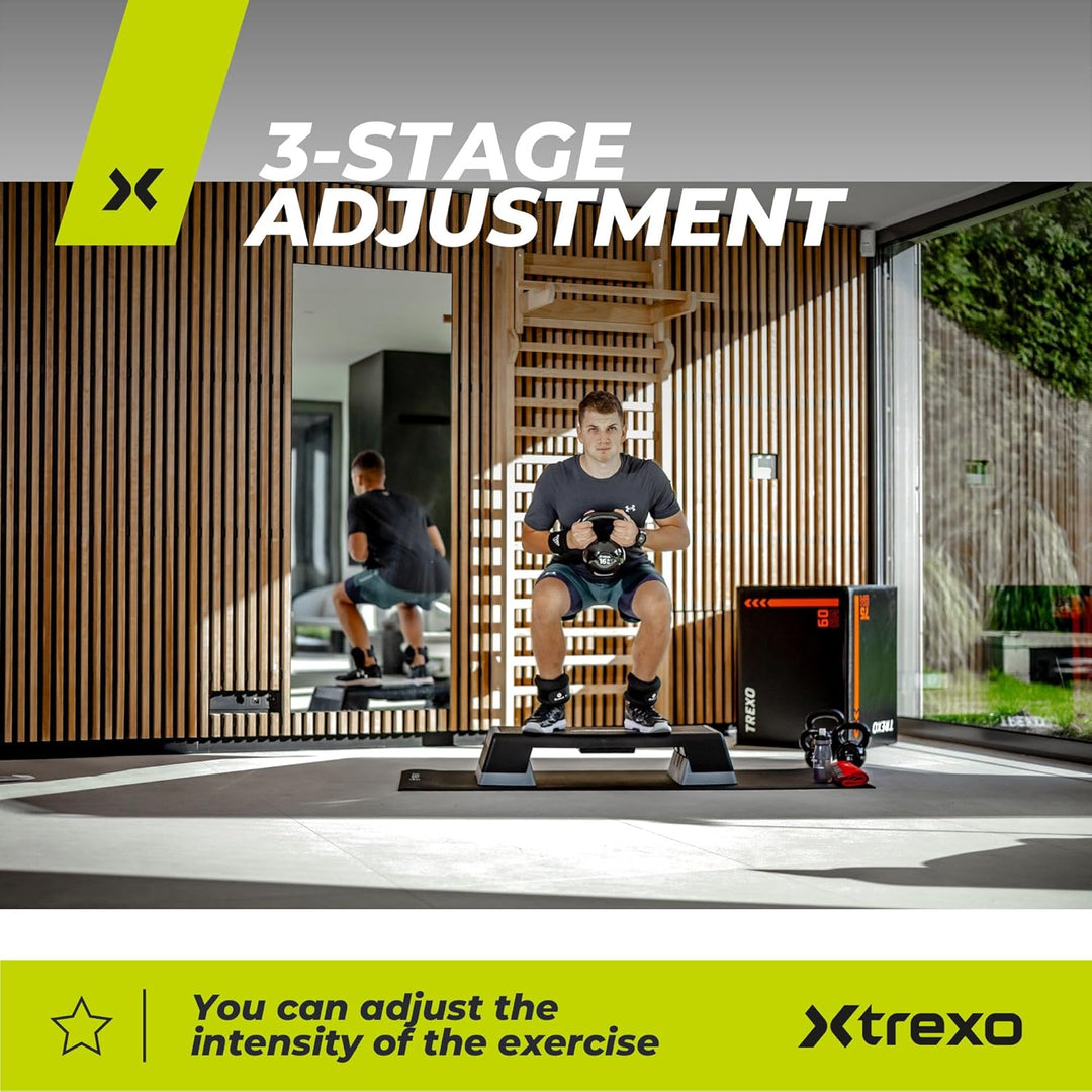 TREXO Aerobic Step 98 x 38 cm Für Cardio- und Fitnesstraining Höhenverstellbar 15-20-25 cm Langlebig