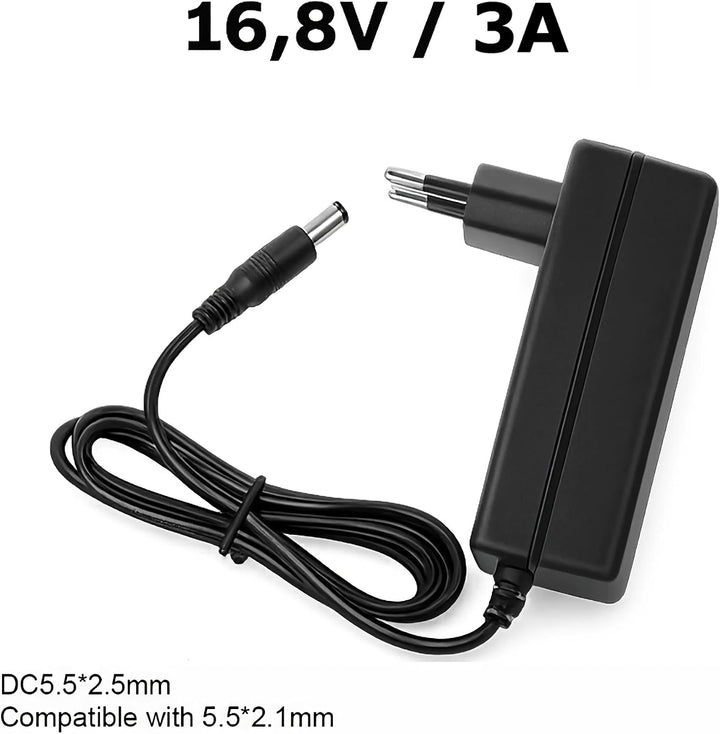 P19C DC 16,8V 3A Netzadapter – 5,5x2,5mm Ladegerät für Li-Ion Ak ku – Universelles AC-Adapter mit Üb