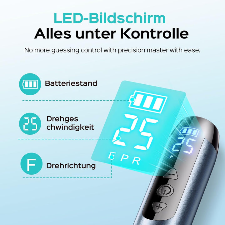 COSLUS C51 Kabellos Tragbar Elektrischer Nagelfräser: Elektrische Nagelfeile für Gelnägel 35000 u/mi