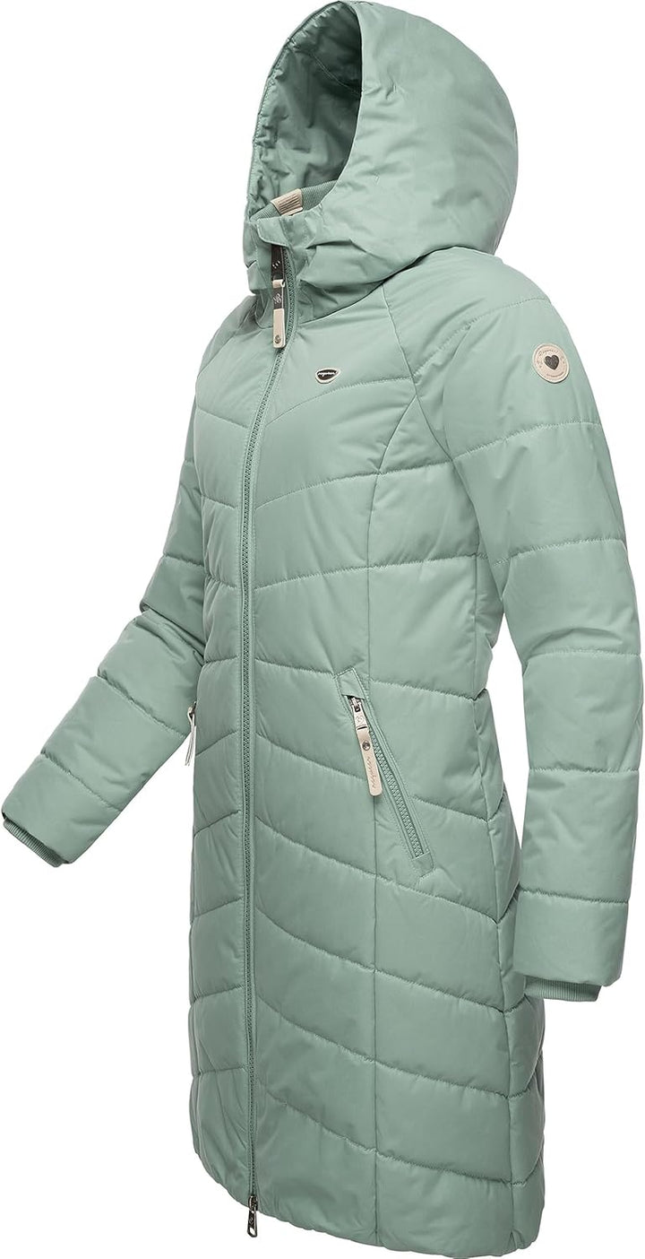 Ragwear Damen Wintermantel warmer Steppmantel lang mit Kapuze Dizzie Coat XS-6XL S Dusty Green23, S