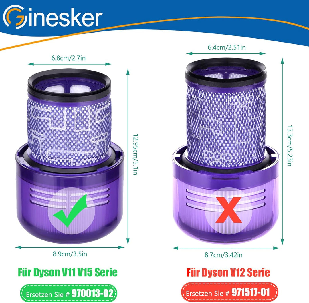 2 Stück Filter für Dyson V11 Absolute Animal V15 Detect SV14 SV22 Extra Pro Torque Drive Akku Staubs