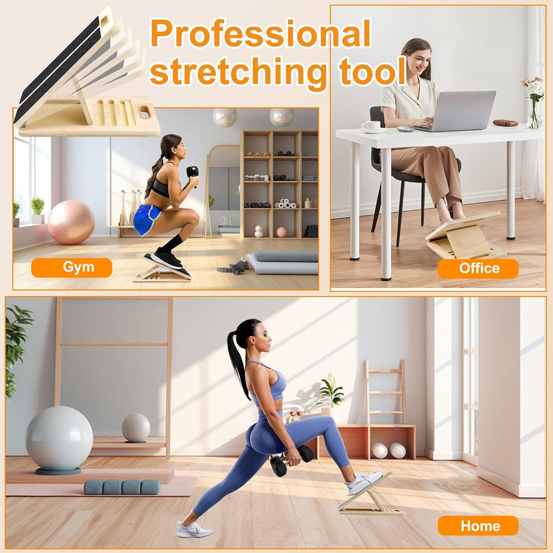 Portable Wooden Slant Board, Balance Board aus Holz für Waden-Stretching & Physiotherapie, Einstellb