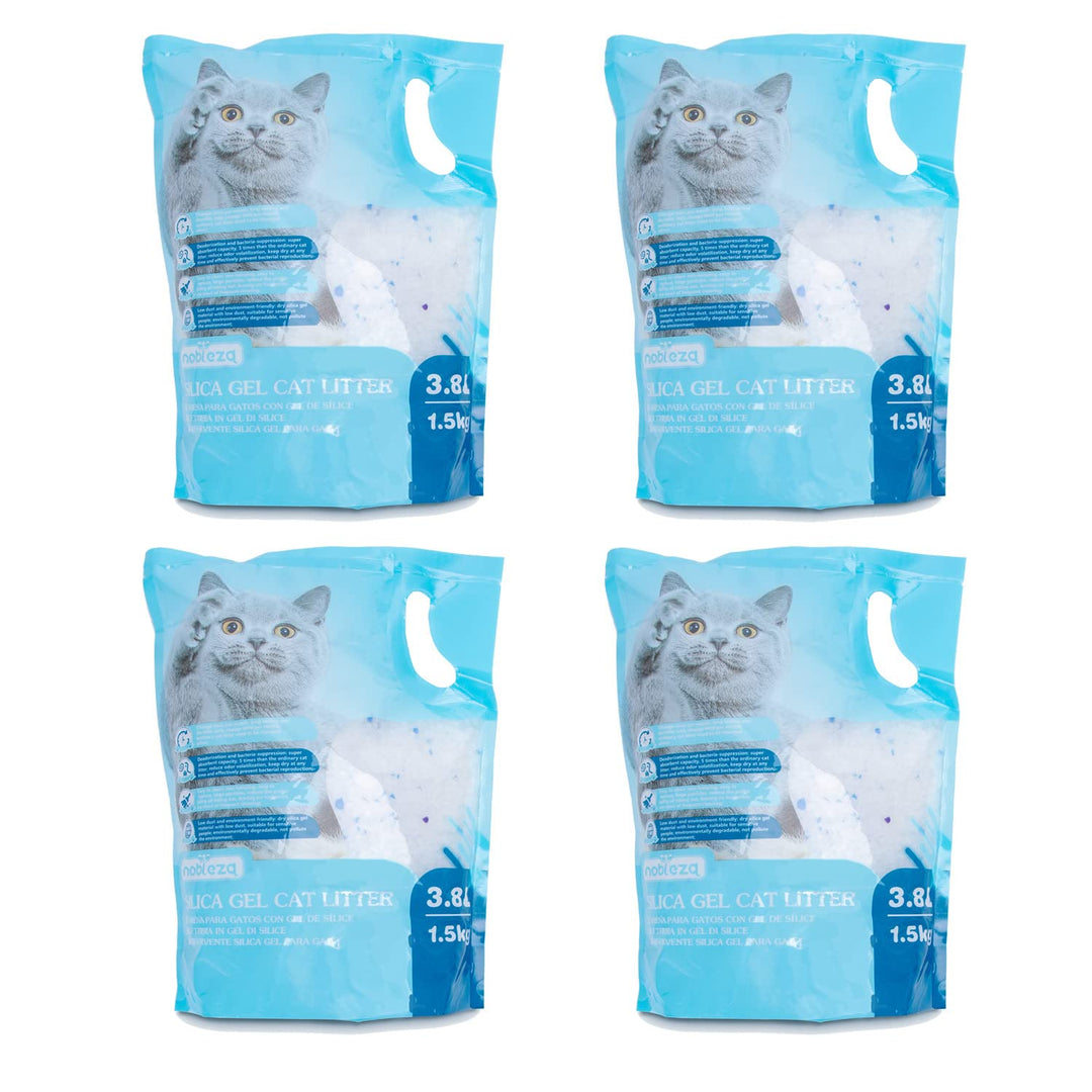 Nobleza - 4 x 3.8L Arena para Gatos de sílice Camada para gatitos de Gel de Diamante Absorbente， Cóm