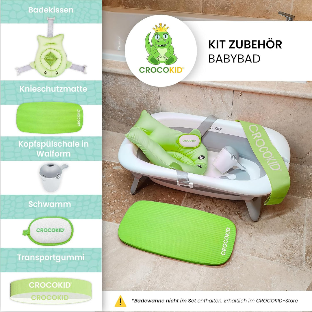 Baby Badewannen Zubehör - Universelles Säugling Badekissen mit Haarspülbecher | Komplettes Baby Bade