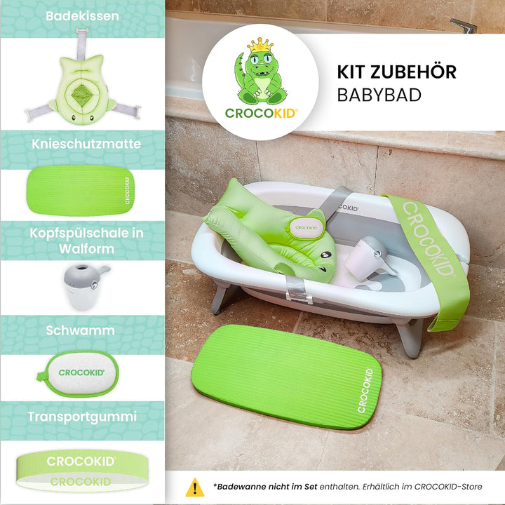 Baby Badewannen Zubehör - Universelles Säugling Badekissen mit Haarspülbecher | Komplettes Baby Bade
