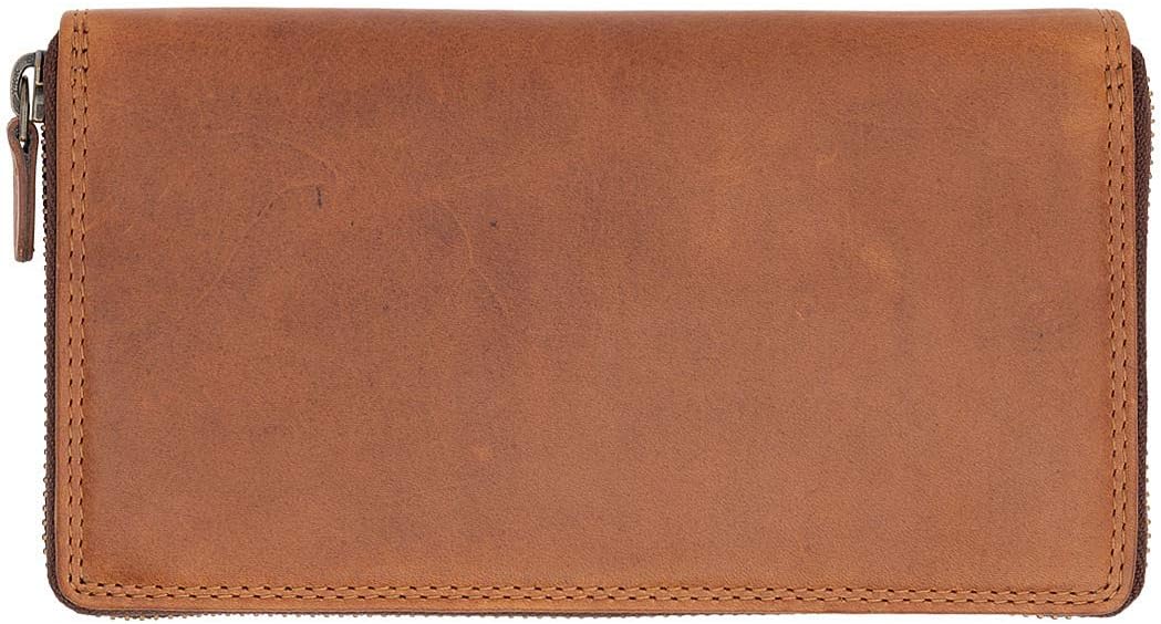 Hill Burry Damen Geldbörse Echtes Leder | Hochwertige Vintage Geldbörse mit Reissverschluss | Weiche