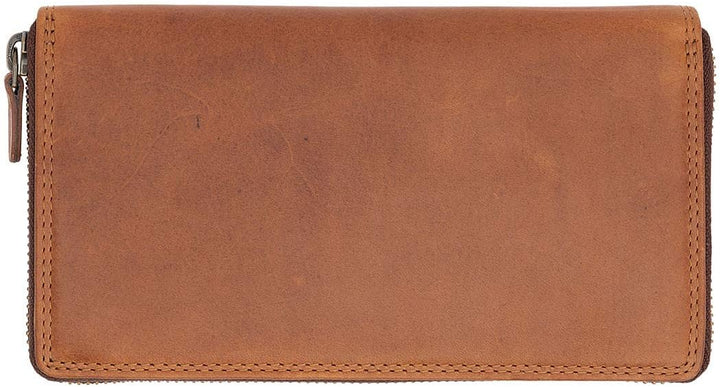 Hill Burry Damen Geldbörse Echtes Leder | Hochwertige Vintage Geldbörse mit Reissverschluss | Weiche