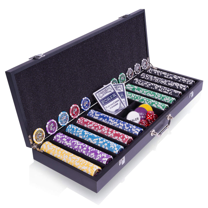 Holz-Pokerkoffer „Wooden Black Edition” 500 abgerundete Ocean-Champion-Chips Laserchips Poker-Set 2