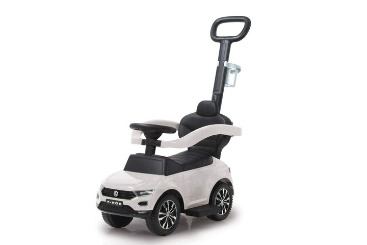 JAMARA 460463 - Rutscher VW T-ROC 3in1 - Kinderfahrzeug, Kippschutz, Kofferraum, Schub-und Haltestan