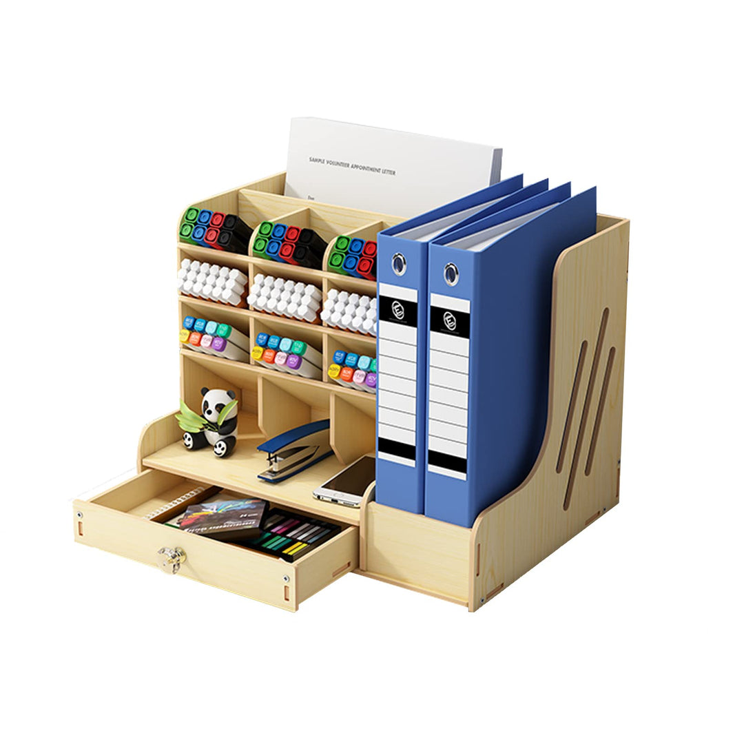 Schreibtisch Organizer aus Holz mit Schublade, Grosses Fassungsvermögen, A4 Papier Dokumentensortier