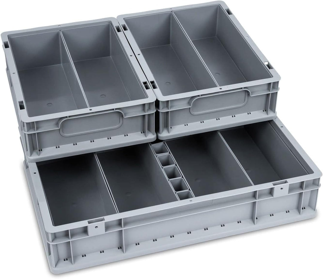 SuperSparSet 10x NextGen Einsatzkästen | HxBxT 20x36,5x13,3cm | 8,5 Liter | Grau | Einsatzkasten, Eu