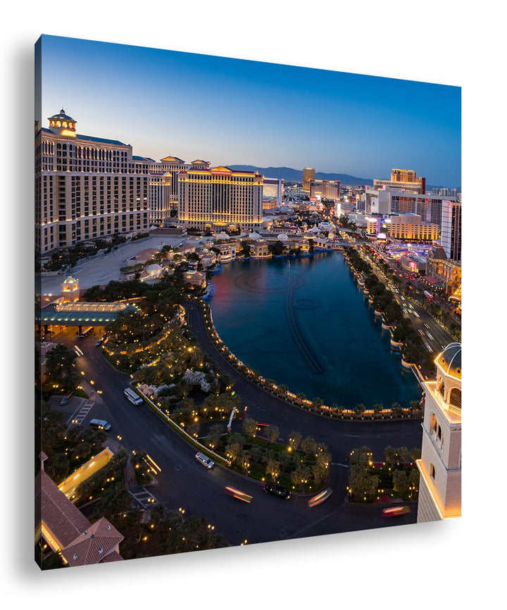deyoli Las Vegas Skyline Format: 70x70 cm als Leinwandbild, Motiv fertig gerahmt auf Echtholzrahmen,