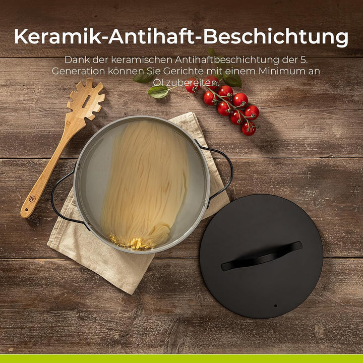 Be Living Essential Kochtopf mit Deckel Ø 28 cm (7 L) Induktion Schmortopf, Non Stick Keramik Antiha
