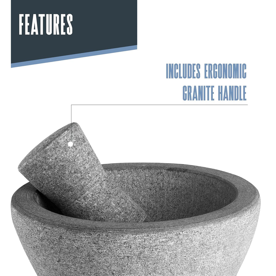 Lacor 60515.0-60515 - Naturgranit-Molcajete-Mörtel, Ø 20 cm, 8... | Langlebiges Profi-Utensil; entwi