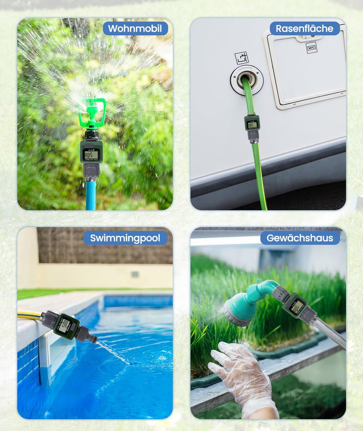 Geevon Digitaler Wasserzähler, Durchflussmesser Wasser mit Metallfilter