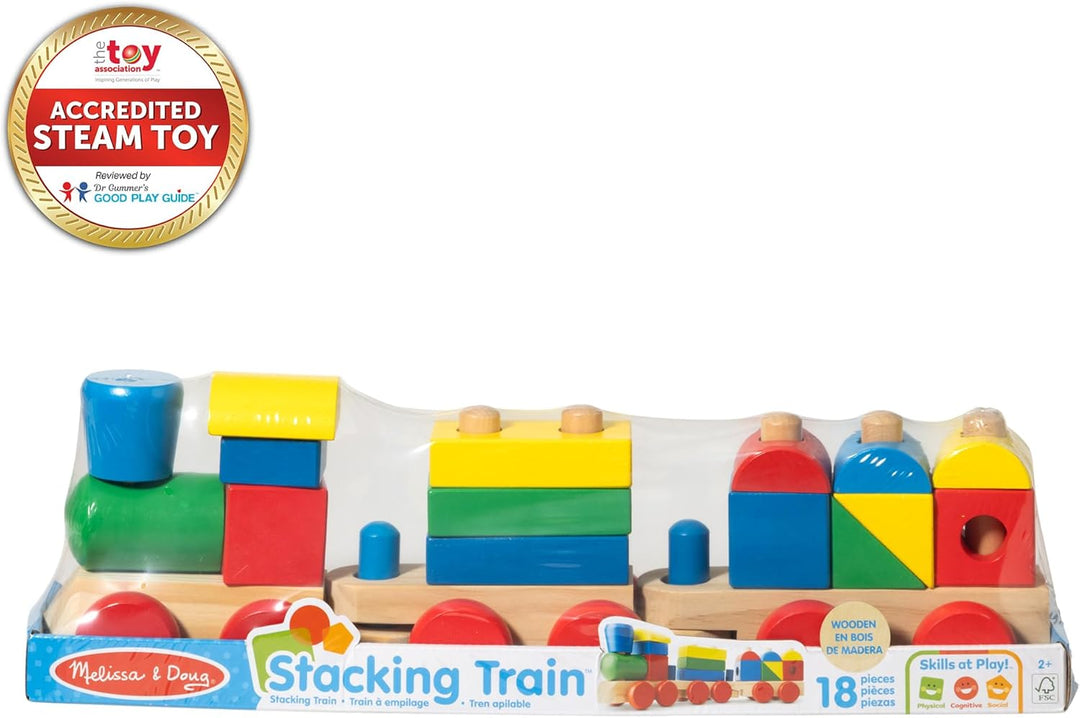 Melissa & Doug 10572 Zugspielset zum Stapeln, mehrfarbig, Zugspielset zum Stapeln