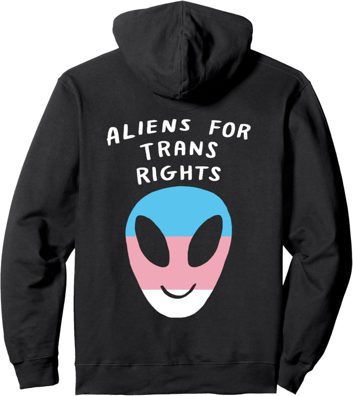 Aliens For Trans Rights LGBTQIA Aesthetic Pride Flag Space Pullover Hoodie