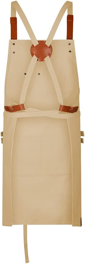 EXNER Grill- & Latzschürze aus 100% Baumwolle – Robuste Canvas-Schürze mit Taschen & Kreuzbindung –