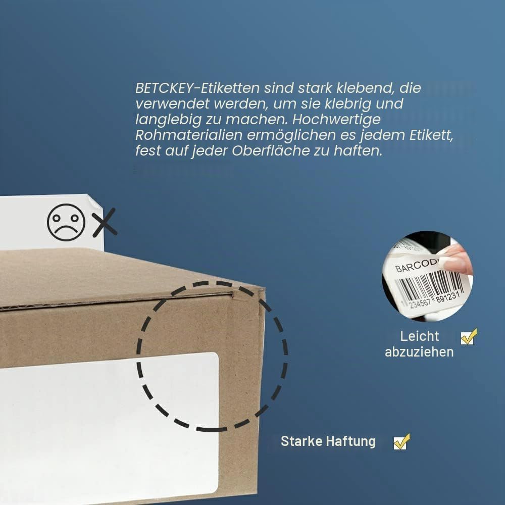 BETCKEY - 10 Rollen DK-22205 Endlosetiketten (Papier) Kompatibel mit Brother, 62mm x 30.48m, 10 Etik