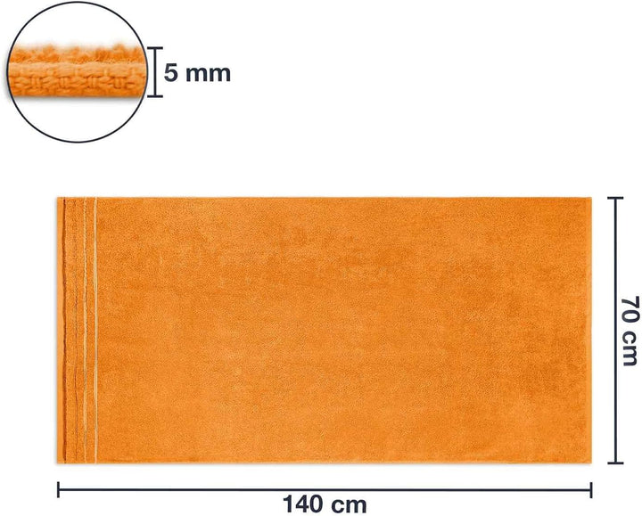 WohnDirect Duschtuch Set 2 teilig - 2 Badetücher (70x140) - Frottee 100% Baumwolle - Orange 2 Badetü