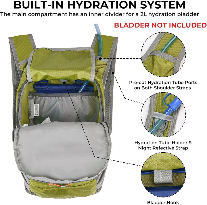 Faltbarer Wanderrucksack, Kleiner Tagesrucksack Ultraleicht für Herren & Damen, Foldable Backpack, I