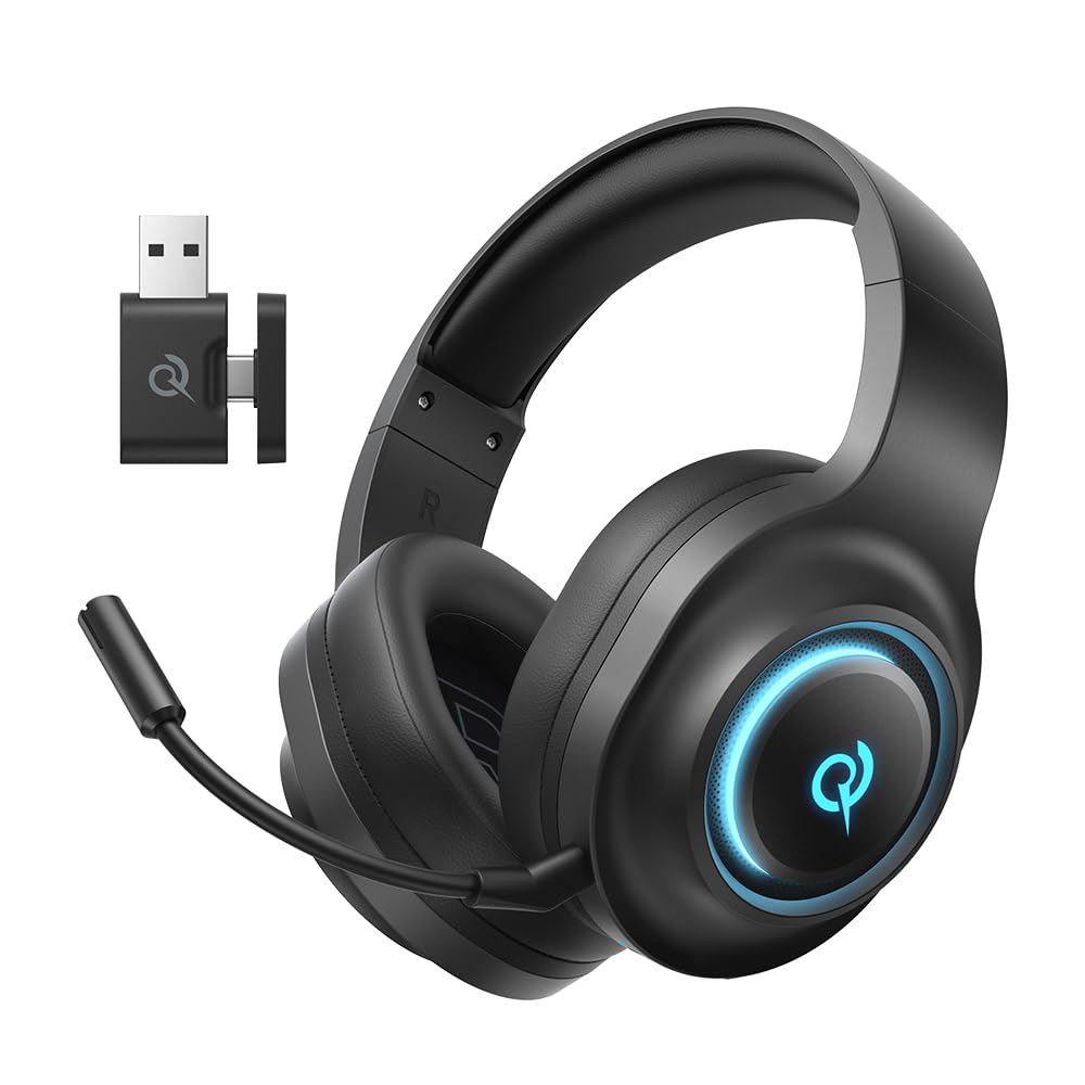 QCY HEROAD V200 Gaming Headset,2.4GHz Wireless Headset mit mikrofon für PS5,PS4,PC,Switch,Abnehmbare
