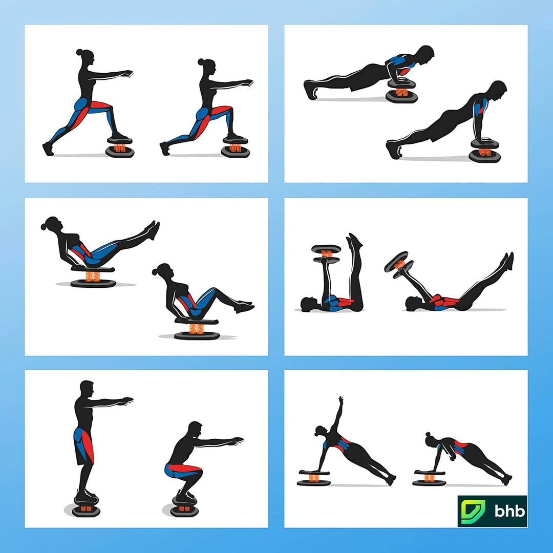 Bhb Balance Board mit Griffen, Grau, Ø 39,5 cm, bis 200 kg, rutschfest – Wackelbrett für Core Traini