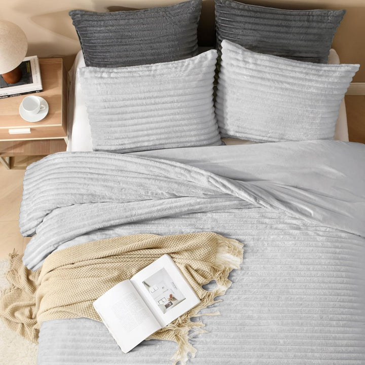 Andency Fleece Queen Tröster-Set, 3-teilig, hellgrau, für Queen-Size-Bett, weich, warm, flauschig, f