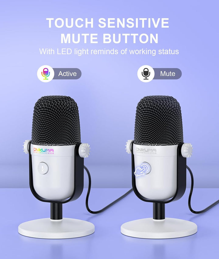 Gaming-Mikrofon mit Geräuschunterdrückung & Stummschalttaste, USB-Kondensatormikrofon für Streaming/