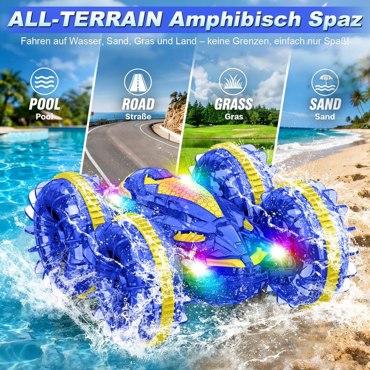 MidiVix Amphibienfahrzeug Ferngesteuertes Auto, 90 Min Spielzeit, 2.4GHz Double-Sided Stunt RC Auto