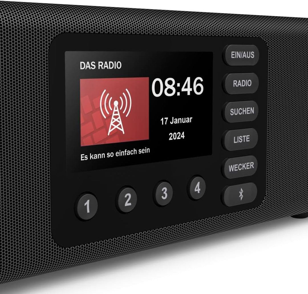Hama Digitalradio mit grossem Display, DAB+/FM/Bluetooth mit gutem Empfang Schwarz, Schwarz