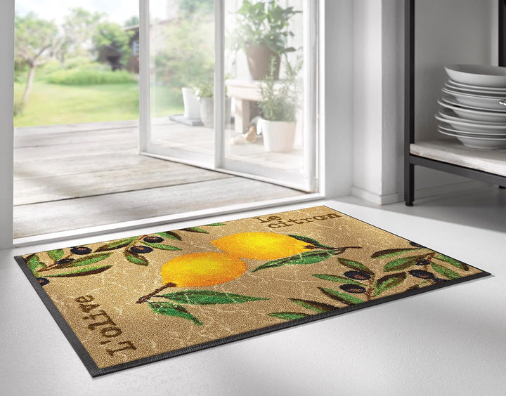 wash+dry Fussmatte, Le Citron 50x75 cm, innen und aussen, waschbar, 50x75 cm