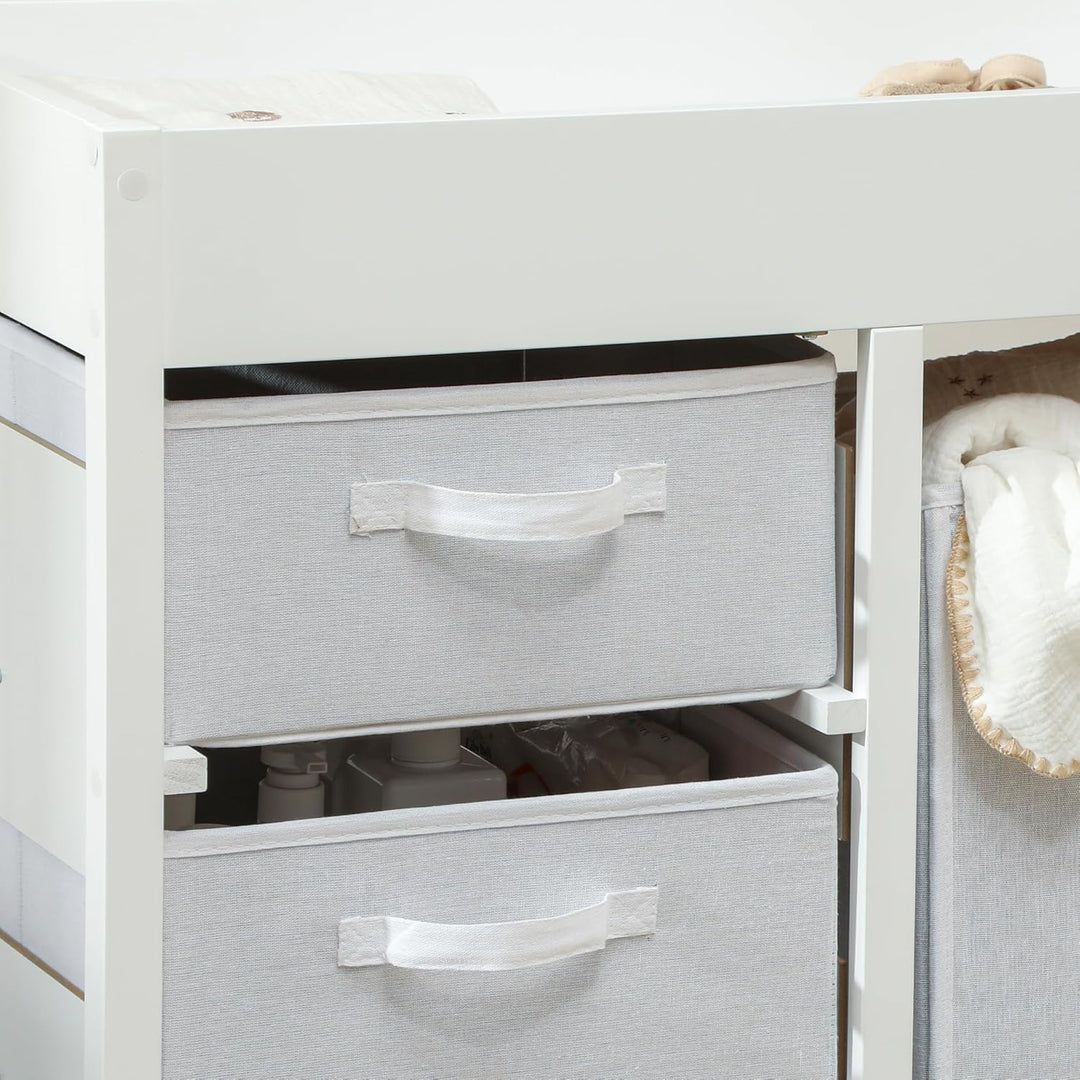 AIYAPLAY Wickeltisch mit 4 Schubladen, Wickelkommode für 0-12 Monate (max. 11kg), mit Matte, Säuglin